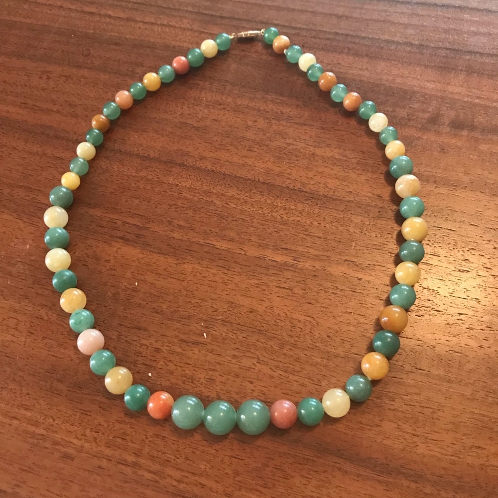 Jadite necklace with 14k clasp